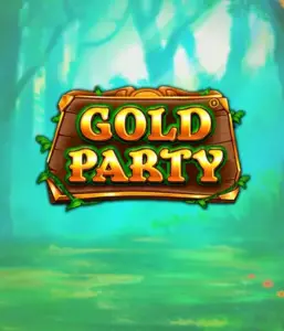 Step into the enchanted forest of the Gold Party game by Pragmatic Play, showcasing a beautifully designed wooden sign engraved with golden letters. The background features a misty green forest which adds a sense of mystery to the game's theme. Perfect for players who love nature-themed slots, offering a captivating gaming experience. 